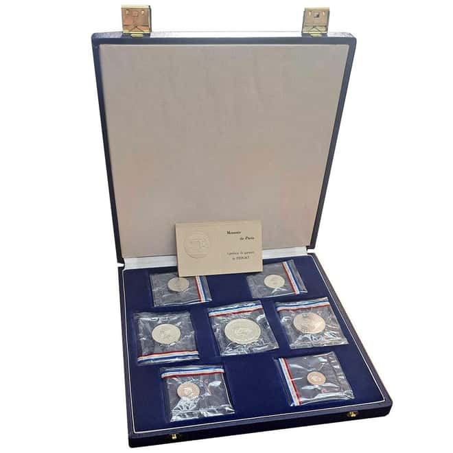 1974-1979 French Colonial Piedfort New Hebrides Silver 7-Coin Set (w/Box & COA)