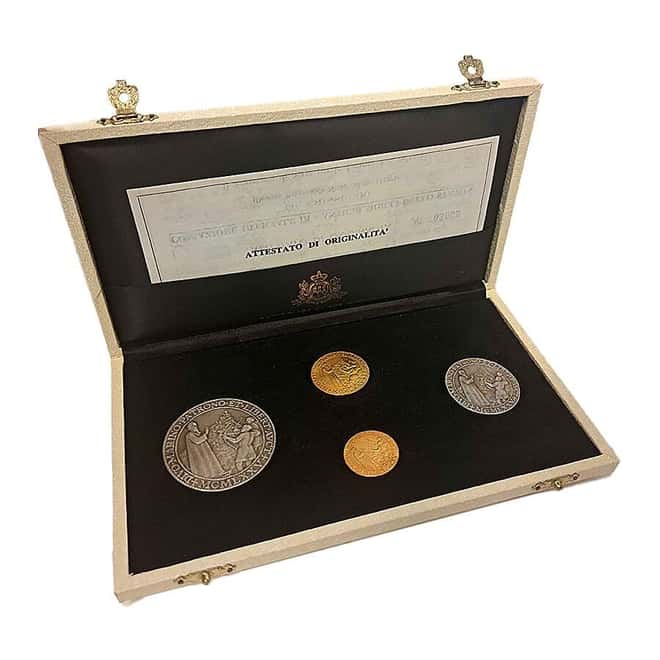 1975 San Marino Gold/Silver Antiqued State Seals 4-Medal Set