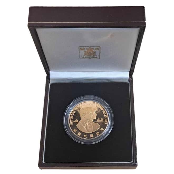 1989 1.4 oz The Royal Visit to Hong Kong Proof Gold Medal (w/Box & COA)
