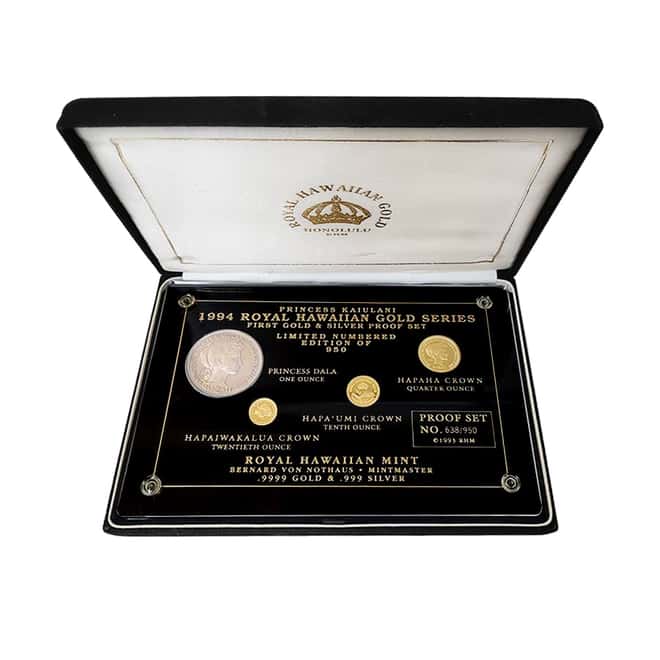 1994 Gold / Silver Royal Hawaiian Princess Victoria Kaiulani 4-Coin Proof Set (w/Box)