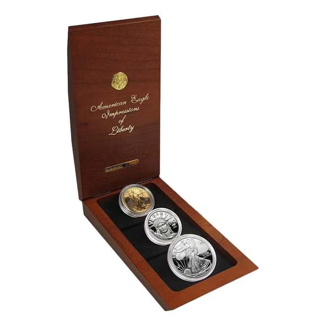 1997 Proof Gold/Platinum/Silver Impressions of Liberty 3-Coin Set (w/Box)