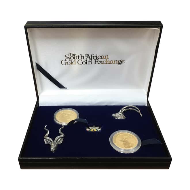 1999/2000 1 oz Proof Gold South Africa Natura Kudu and Sable 2-coin Set .9999 Fine (w/Box & COA, Silver Figurines)