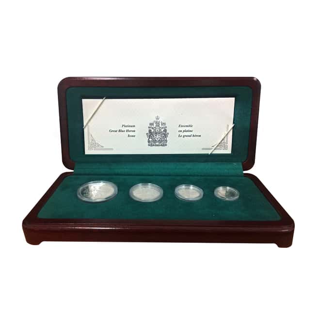 2002 Canada 1.85 oz Proof Platinum Great Blue Heron .9995 Fine 4-Coin Set (w/Box & COA)