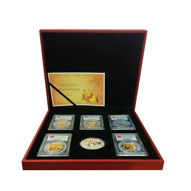 2015 1.9 oz China Gold Panda Prestige 5-Coin Set PCGS MS 70 First Strike (w/Box & COA) 