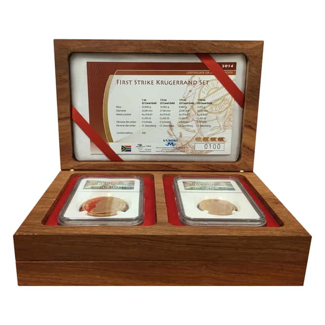 2014 1.85 oz Proof Gold South African Krugerrand 4-Coin Set NGC PF 70 UCAM First Struck (w/Box & COA)