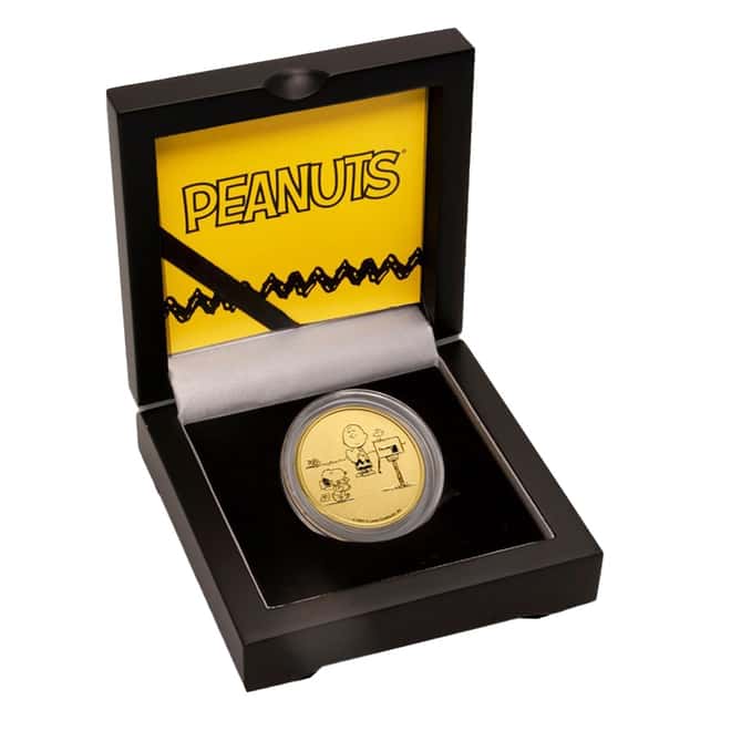 1 oz Peanuts Snoopy and Charlie Brown Valentine Gold Round