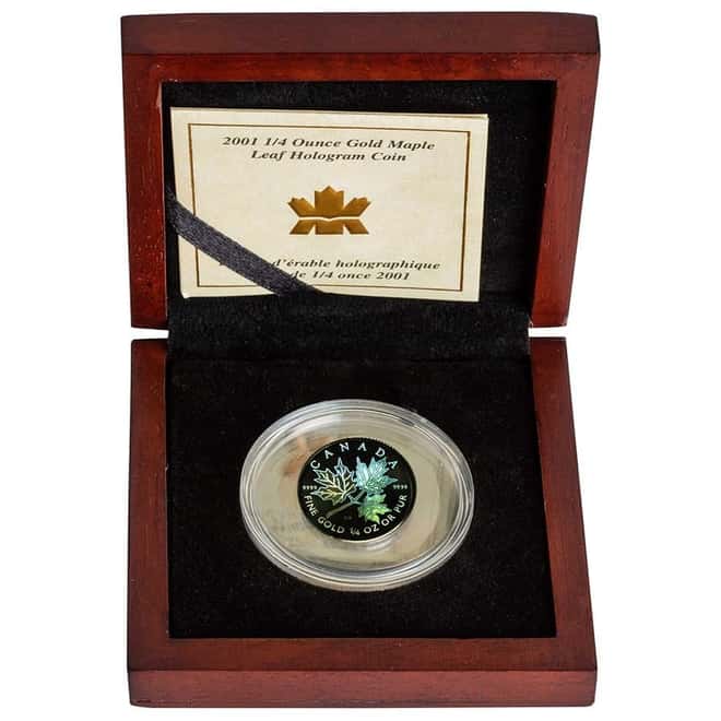 2001 1/4 oz Canadian Gold Maple Leaf $10 Hologram Coin