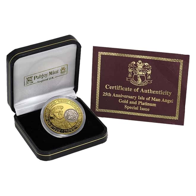 2009 Isle of Man 1 oz Henry VIII Crown Gold Coin & 1/20 oz Platinum Angel