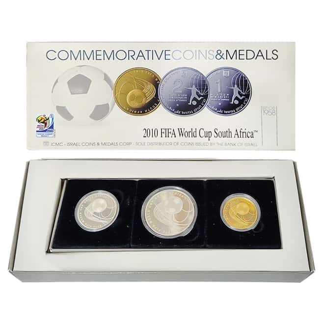 2009 Israel Gold/Silver FIFA World Cup South Africa 3-Coin Set (w/Box & COA)