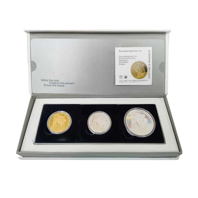 2010 Israel Gold/Silver The Israel National Trail 3-Coin Set (w/Box & COA)