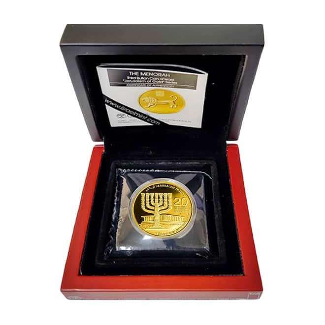 2012 Israel 1 oz The Menorah Gold Coin BU .9999 Fine (w/Box & COA)