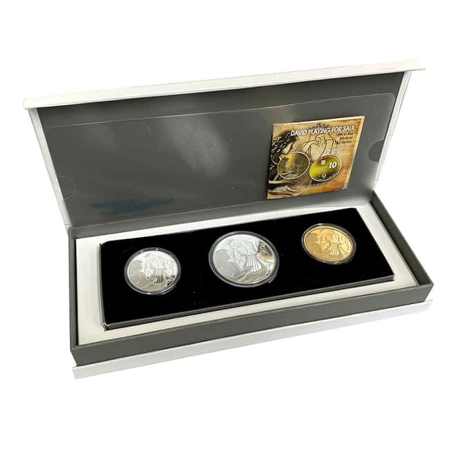 2013 Israel Gold/Silver David Playing for Saul 3-Coin Set (w/Box & COA)