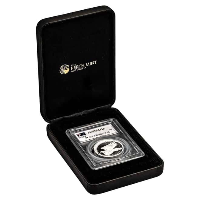2015 1 oz Silver Australian Wedge-Tailed Eagle Perth Mint PCGS PF 70 DCAM (John M. Mercanti Sign Label)