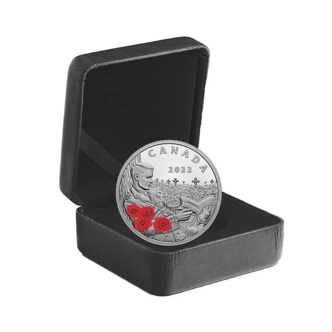 2022 Canada 1 oz Colorized Silver Remembrance Day Coin .9999 Fine (w/Box & COA)