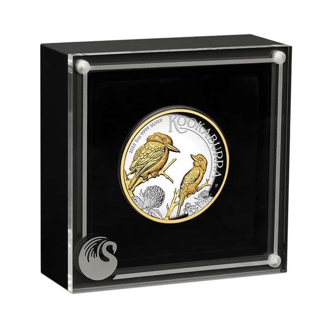 2023 2 oz Silver Australian Kookaburra High Relief Gilded Coin Perth Mint