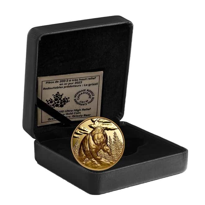 2023 Canada 1 oz Gold Grizzly Bear Great Hunters High Relief Coin