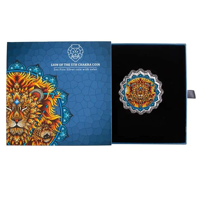 2023 SI 2 oz Lion of the 5th Chakra Colorized Silver Coin