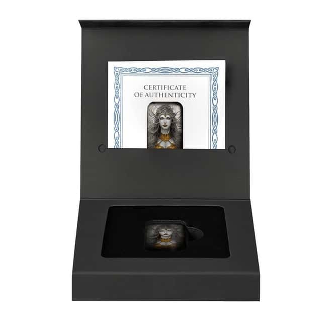 2024 2 oz Germania Mint Goddesses Gullweig Colorized Cast Silver Bar