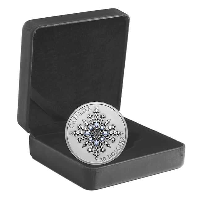 2024 Canada 1 oz Sapphire Jubilee Snowflake Brooch Silver Coin