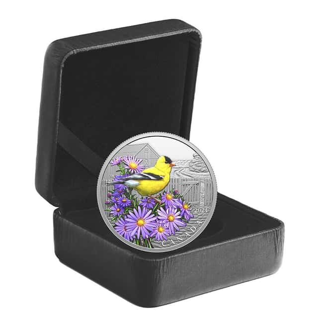 2024 Canada 1 oz Silver Colorful Birds - American Goldfinch Coin