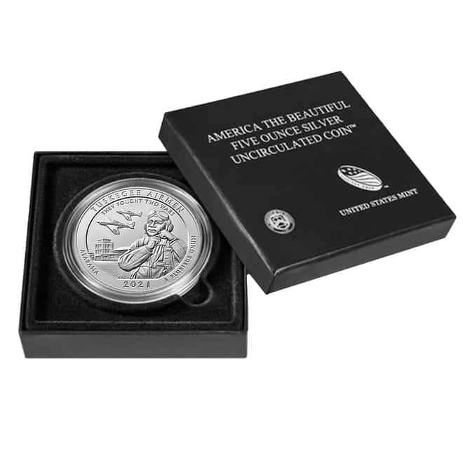 2021-P 5 oz Silver America the Beautiful ATB Alabama Tuskegee Airmen National Historic Site Uncirculated Coin (w/Box & COA)