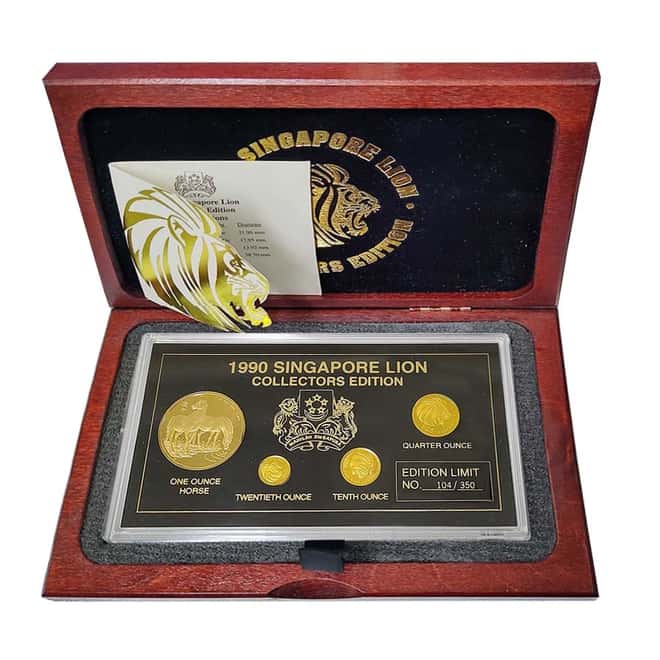 1990 Singapore Gold/Silver Year of the Horse Lion Collector's Edition Proof Set (w/Box & COA)