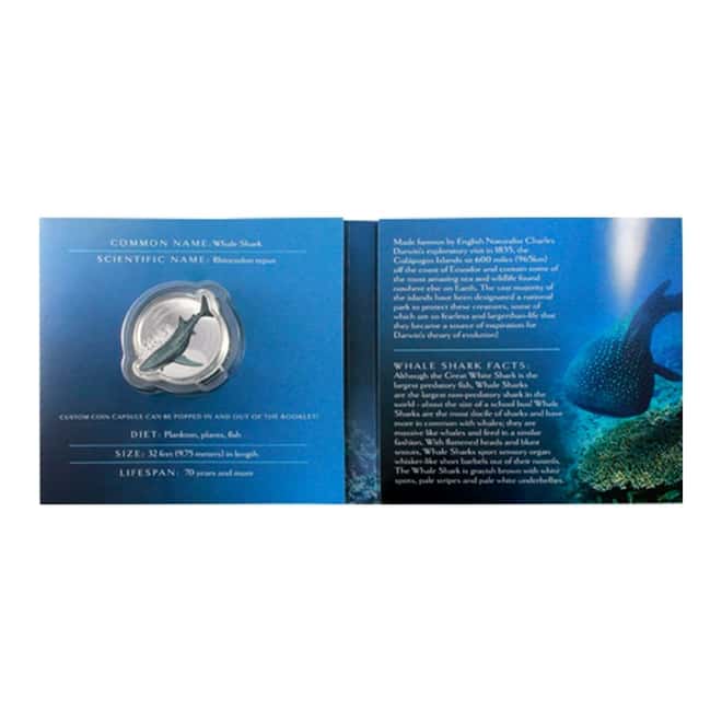 2021 1 oz Colorized Silver Whale Shark Solomon Islands $2 Coin .9999 Fine (w/Box & COA)