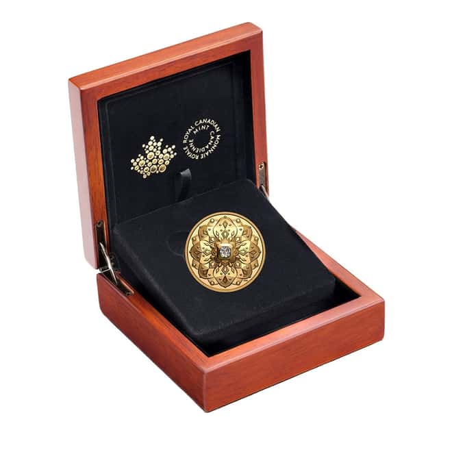2022 Canada 1 oz Proof Gold Forevermark Black Label Cushion Diamond Coin .9999 Fine (w/Box & COA)