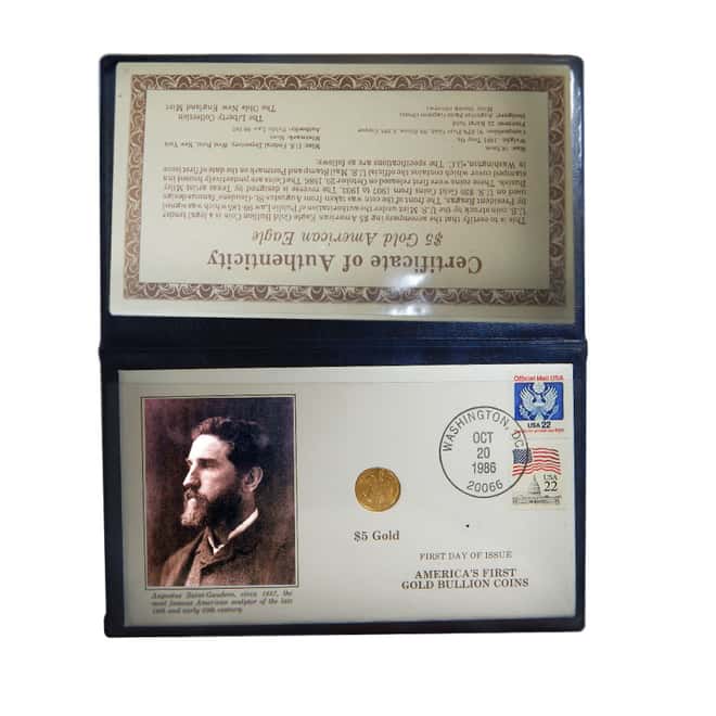 MCMLXXXVI (1986) $5 1/10 oz American Gold Eagle w/ COA and Holder 