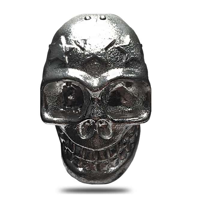 2 oz Skull Cast Silver Bullion Exchanges .999 Fine Silver