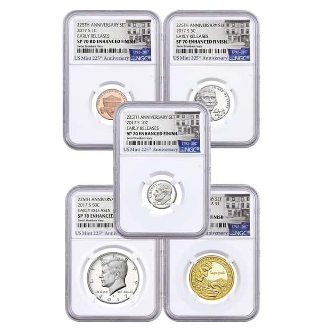 2017-S US Mint 225th Anniversary Enhanced Uncirculated 10-Coin Set NGC SP 70 Early Releases (225th Annv. Label)