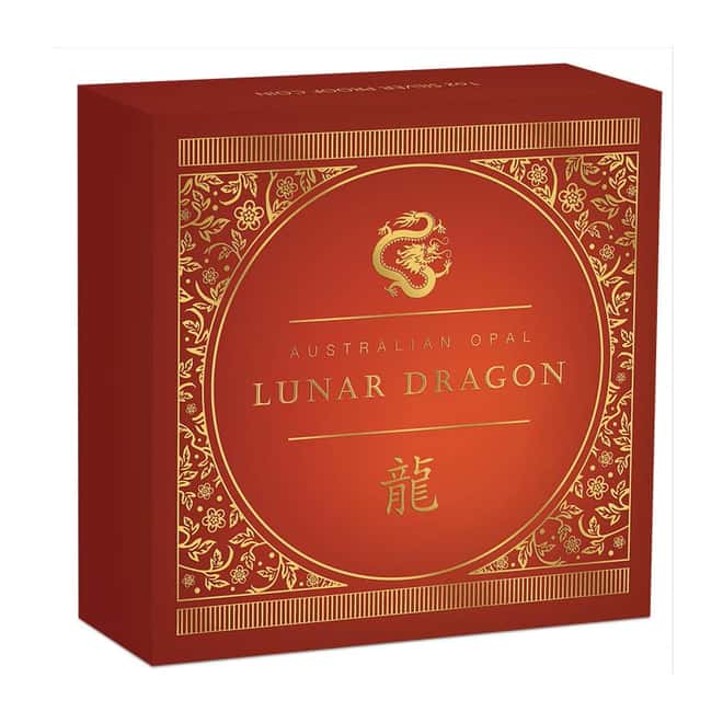 2024 1 oz Proof Silver Lunar Dragon Opal Coin Australian Perth Mint