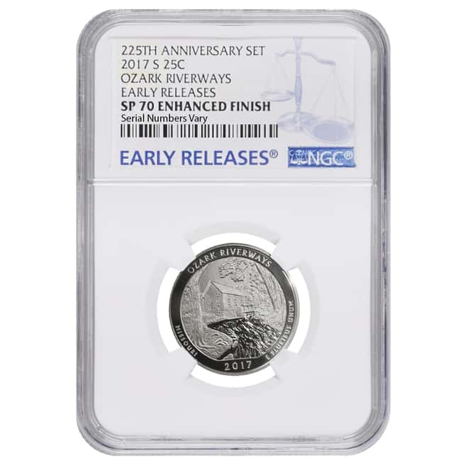 2017-S US Mint 225th Anniversary Enhanced Uncirculated 5-Coin Quarter Set NGC SP 70 ER