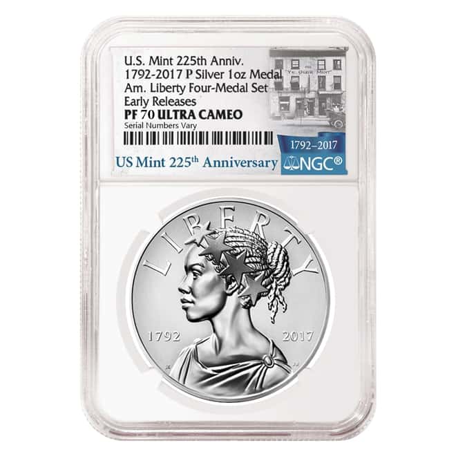 2017 P 1 oz American Liberty Reverse Proof Silver Medal NGC PF 70 ER - 225th Anniversary