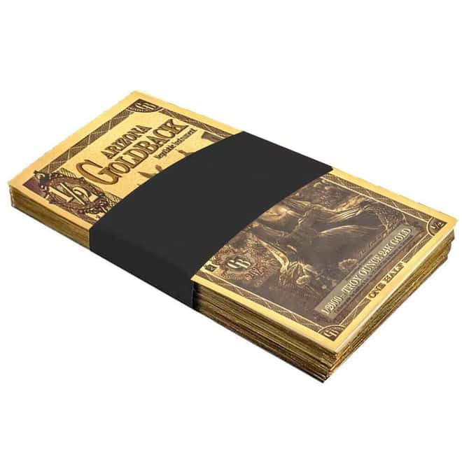 Pack of 100 - 1/2 Arizona Goldback 1/2000 oz 24K Gold Foil Aurum Note