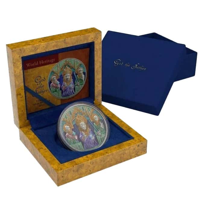 2014 Niue 2 oz God the Father Silver Antiqued Colorized Silver Coin