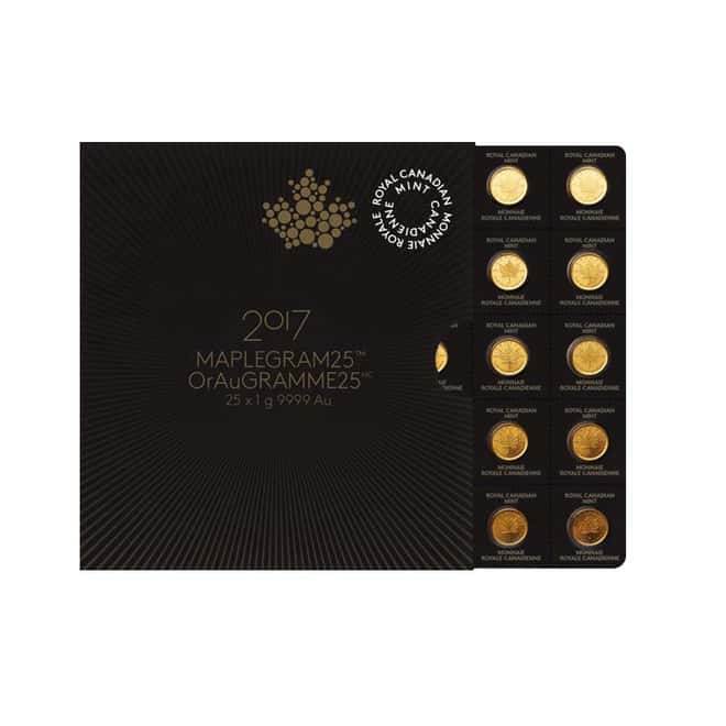 2017 1 gram Canadian Gold Maples $.5 Coin .9999 Fine (From Individual Assays)