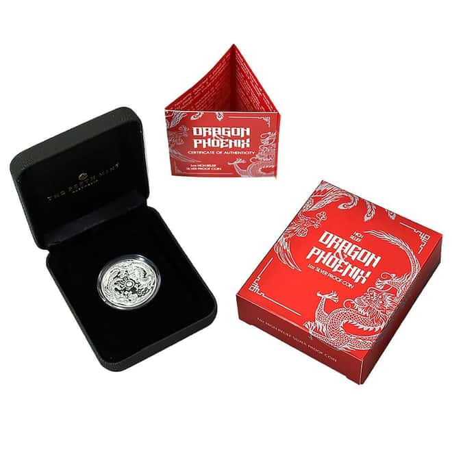 2017 1 oz Dragon & Phoenix High Relief Proof Silver Coin