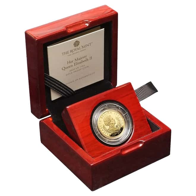 2022 Great Britain 1/4 oz Queen Elizabeth II Proof Gold Coin .9999 Fine (w/Box & COA)