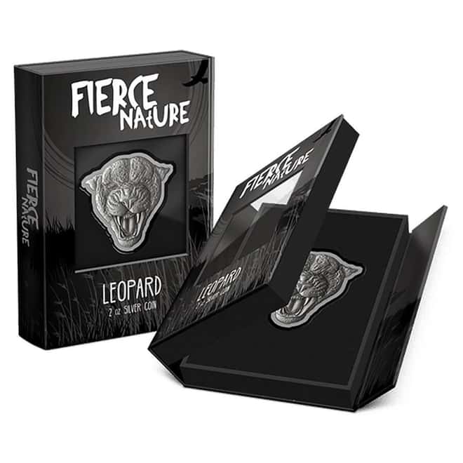2023 Niue 2 oz Fierce Nature Leopard Shaped Silver Coin