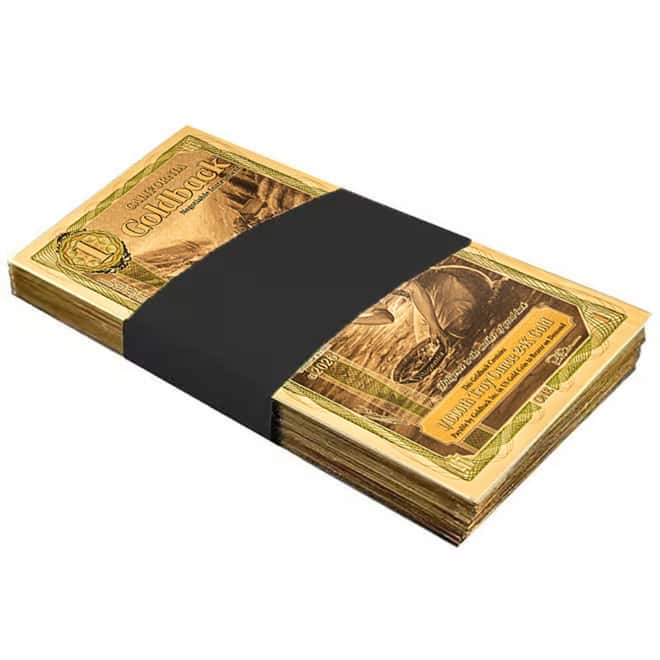 Pack of 100 - 1 California Goldback 1/1000 oz 24K Gold Foil Aurum Note
