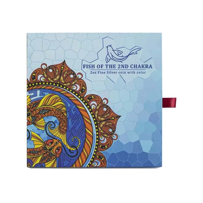 2021 Solomon Islands 2 oz Fish of the 2nd Chakra Colorized Silver Coin .9999 Fine (w/Box & COA)