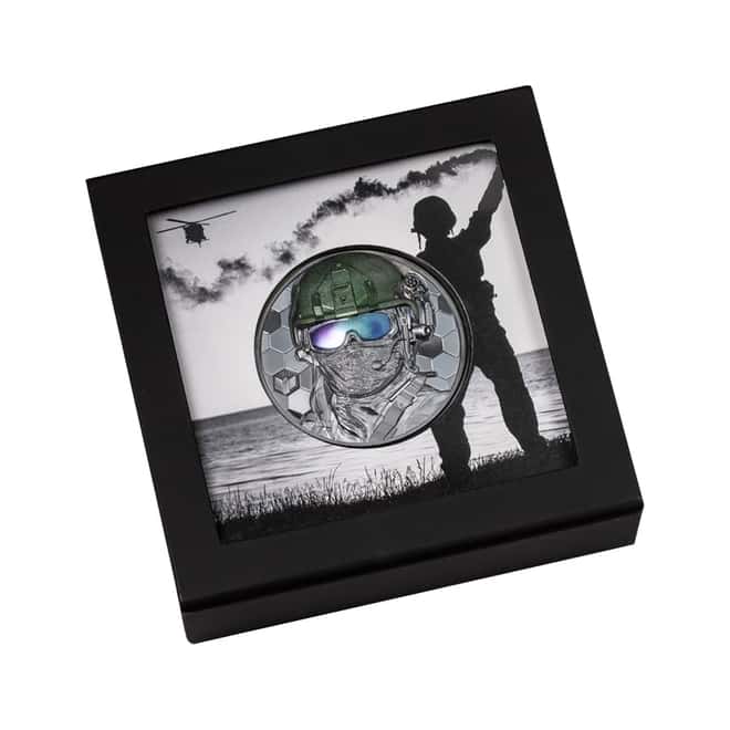 2022 3 oz Proof Silver Real Heroes - Special Forces Cook Islands Coin .999 Fine (w/Box & COA)
