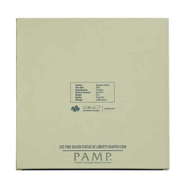 2022 Solomon Islands 2 oz Silver America The Free - Statue of Liberty Shaped Coin .9999 Fine (w/Box & COA)