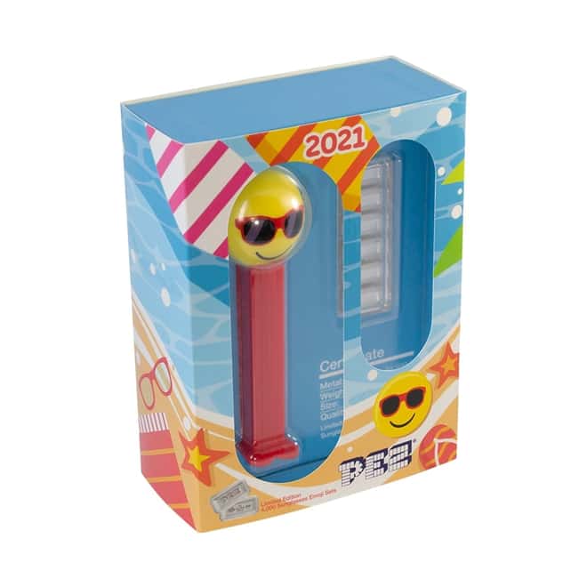 30 gram PAMP Suisse Chillin Sunglasses Emoji PEZ Dispenser & Silver Wafers (w/Box & COA)