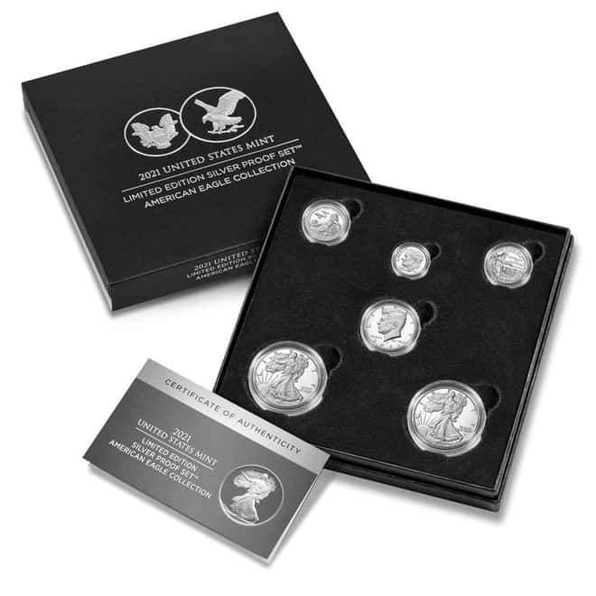 2021 W/S 2.876 oz US Mint Limited Edition Proof Silver 6-Coin Set .999 Fine (w/Box & COA)