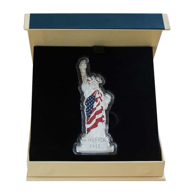 2022 Solomon Islands 2 oz Silver America The Free - Statue of Liberty Shaped Coin .9999 Fine (w/Box & COA)