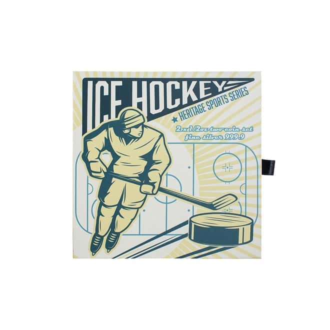 2022 Solomon Islands 1 oz Silver Ice Hockey 2-Coin Set - Heritage Sports .9999 Fine (w/Box & COA)