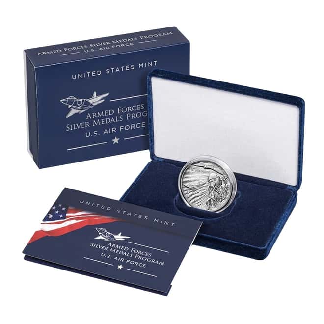 2.5 oz US Air Force Silver Medal (w/Box & COA)