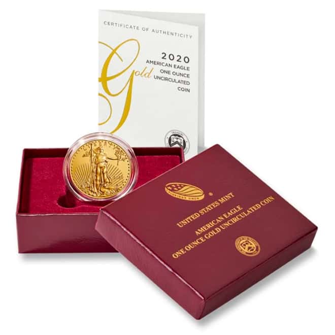 2020-W 1 oz $50 Burnished Gold American Eagle (w/Box & COA)